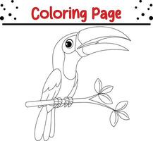 cute toucan bird coloring page for children. vector