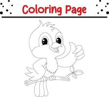 cute blue bird coloring page for children. vector