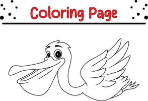 cute pelican bird coloring page for children. vector