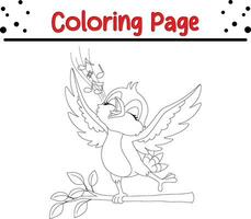 Bird coloring page for children. vector