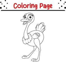 Cute Bird coloring page. black and white vector illustration for a coloring book.