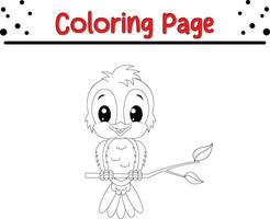 linda azul pájaro colorante página para niños. vector