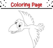 Cute Bird coloring page. black and white vector illustration for a coloring book.