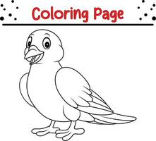 Cute pigeon Bird coloring page. black and white vector illustration for a coloring book.