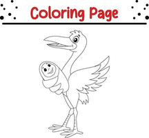 Cute Bird coloring page. black and white vector illustration for a coloring book.