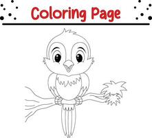 cute blue bird coloring page for children. vector