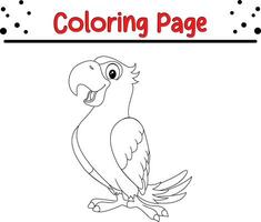 Cute macaw Bird coloring page. black and white vector illustration for a coloring book.
