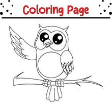 owl coloring page for children. vector