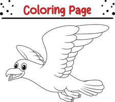 Cute Bird coloring page. black and white vector illustration for a coloring book.