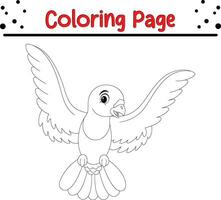 Flying Bird coloring page for children. vector