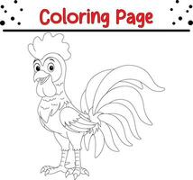 Rooster coloring page for children. vector