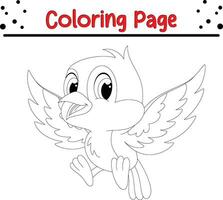 cute blue bird coloring page for children. vector