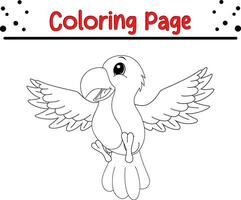 loro pájaro colorante página para niños. vector