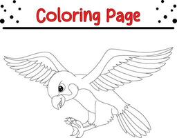 Flying Bird coloring page for children. vector