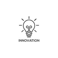 Innovation icon, light bulb and cog inside, business concept. Modern sign, linear pictogram, outline symbol, simple thin line vector design element template
