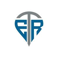 ETR letter logo. ETR creative monogram initials letter logo concept. ETR Unique modern flat abstract vector letter logo design.