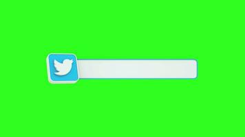 Twitter animation copie espace texte zone sur vert écran video