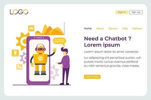 negocio aterrizaje chatbot de página vector