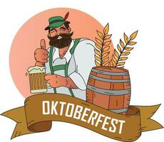 Oktoberfest banner with cheerful man vector