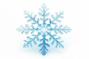 macro view of snowflake illustration fallen snow isolated on white background. Generative AI photo