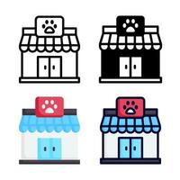 mascota tienda icono conjunto estilo colección en línea, sólido, departamento, plano línea estilo en blanco antecedentes vector