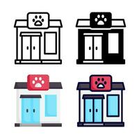 Cat clinic icon set style collection in line, solid, flat, flat line style on white background vector