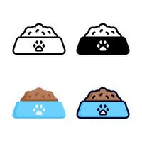 Cat bowl icon set style collection in line, solid, flat, flat line style on white background vector