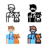 Veterinarian icon set style collection in line, solid, flat, flat line style on white background vector