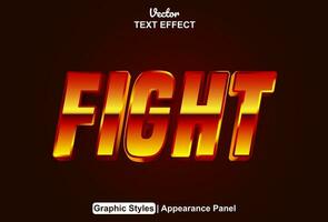 fight text effect with orange  graphic style and editable. vector