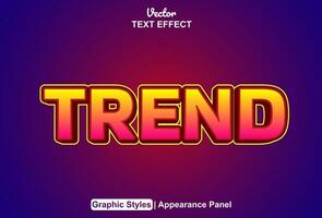 trend text effect with blue graphic style and editable vector