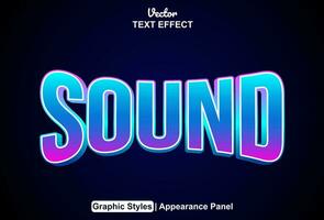 sound text effect with blue graphic style and editable vector