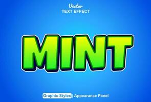 mint text effect with green color graphic style and editable. vector