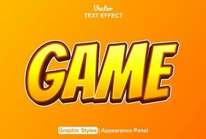 game text effect with orange color graphic style editable. vector