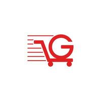 abstract letter g motion shopping cart logo vector