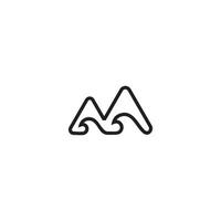 beach mountain simple geometric thin line symbol icon vector