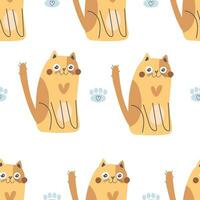 seamless pattern with cartoon cats. Colorful vector flat for kids. hand drawing. baby design for fabric, print, wrapper, textile