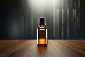 Mockup of elegant dropper bottle on a minimalist studio background photo