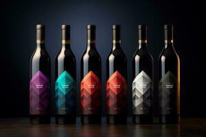 Mockup of elegant wine bottle on a minimalist studio background photo