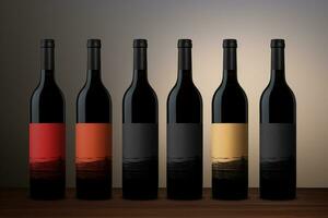 Mockup of elegant wine bottle on a minimalist studio background photo