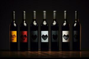 Mockup of elegant wine bottle on a minimalist studio background photo