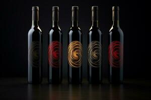 Mockup of elegant wine bottle on a minimalist studio background photo