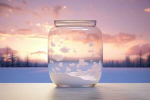 Mock up a jar of cream on a natural style background photo