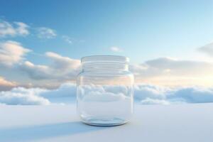 Mock up a jar of cream on a natural style background photo