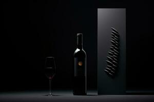 Mockup of elegant wine bottle on a minimalist studio background photo