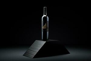 Mockup of elegant wine bottle on a minimalist studio background photo