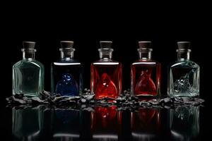 perfume botella o whisky botella en elegante estilo en un Bosquejo estilo antecedentes foto