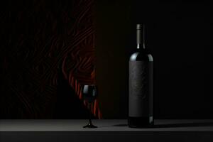 Mockup of elegant wine bottle on a minimalist studio background photo