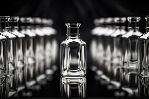 Perfume bottle or whiskey bottle in elegant style on a mockup style background photo
