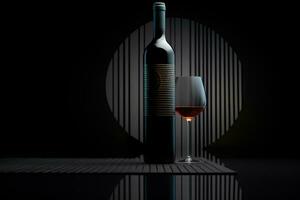 Mockup of elegant wine bottle on a minimalist studio background photo