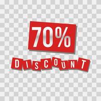 Isolated number of discount on red square shape vector